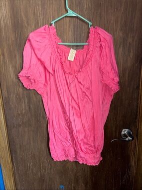 Faded Glory Hot Pink Peasant Blouse